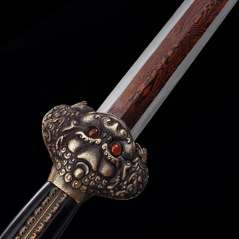 ZPGP Ev Dekorasyon Gerçek Çelik Hediye Kılıç El Yapımı Geleneksel Çin Min Hanedanı Kılıç Dövme Damacus Çelik Kırmızı Bıçak