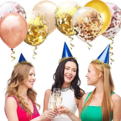 Gül Altın Konfeti, Altın Konfeti + Gül Altın balonlar Parti Seti (60 Paket) 12 İnç Lateks Balonlar Doğum Günü Bebek Duş Düğün Parti