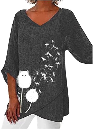 Kadın Ön Bölünmüş Hem Tops Batwing Uzun Kollu V Boyun Dolman Gömlek Vintage Etnik Çiçek Grafik Tee Gevşek Gizlemek Göbek Bluz