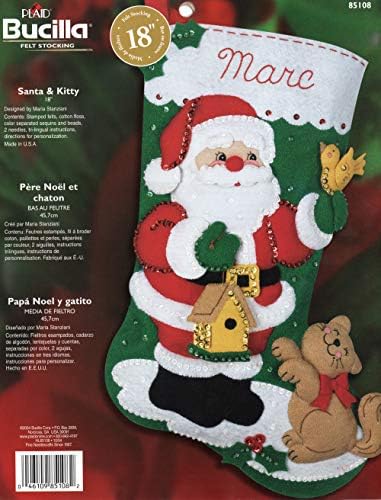 Bucilla - Noel Baba ve Kedicik Keçe Aplike Çorap Takımı 85108