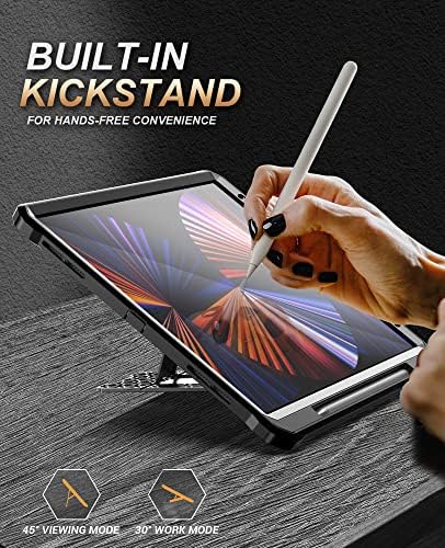 Tablet Çanta Kılıf iPad Pro ile Uyumlu 5th Nesil 12.9 inç (2018/2020/2021)-Ağır Sağlam Darbeye Dayanıklı Koruyucu Kılıf Kapak-360°