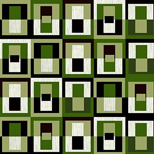 Yeşil Kare Geometrik İçecek Kokteyl Peçetesi, 3 Katlı İçecek Peçetesi, Orta Yüzyıl Modern Geometrik Tasarım Parti Peçetesi, MODLOUNGE