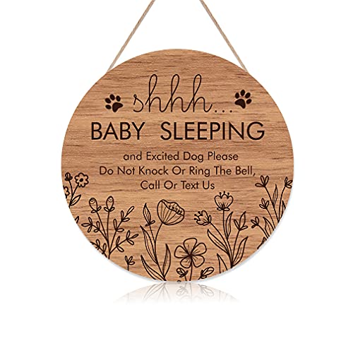TOARTı Komik Bebek Uyku Asılı İşareti Plak, Çalmayın Veya Zili Çalmayın, Bebek Odası için Yuvarlak ahşap kapı Askısı, Kreş, ön Kapı,