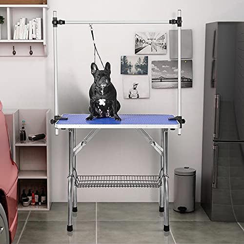 Köpekler için Tımar Masası, 46 inç Katlanabilir Evcil Köpek Tımar Masası, Köpekler için Yüksekliği Ayarlanabilir Portatif Tımar Masası,