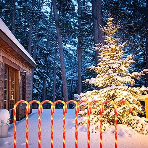SANKUU 10 Paket baston şekerler açık hava süslemeleri, 21 inç Noel baston şeker Yolu İşaretleyiciler ışıkları Kazıklı, Noel baston