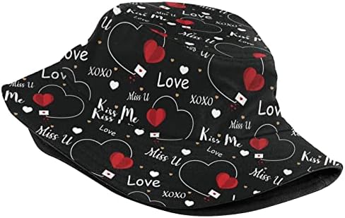 Sevgililer Günü Kova Şapka Kadın Erkek, Moda Packable Aşk Kalp güneş şapkası Açık Seyahat Balıkçı Kapaklar