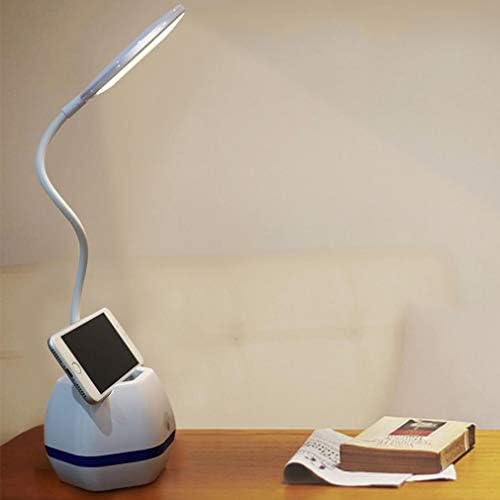 XUNMAIFDL LED masa lambası kalemlik ve USB şarj portu, 3 Seviye Dimmer Masa Lambası Dokunmatik Sensör Kontrolü Enerji Tasarrufu Kitap