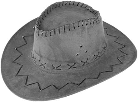 Kovboy şapkası Erkekler Suni Deri Pull-On Güneşlik Rahat Kapaklar Erkekler Yaz Geniş Ağız güneş şapkası Batı Tarzı Kemer Trim