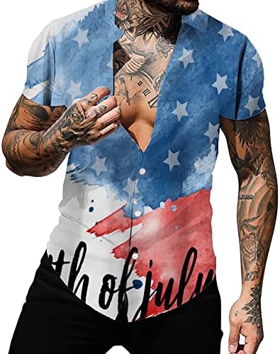 Dönüş Bağımsızlık Günü Bayrağı 3D Baskılı Hırka Rahat Kısa Kollu Gömlek Gömlek Erkekler Paketi