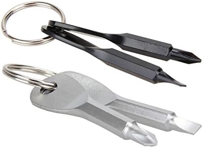 4 adet Açık Çok Fonksiyonlu Cep Mini Aracı Tornavida Seti Anahtar Anahtarlık Siyah ve Gümüş