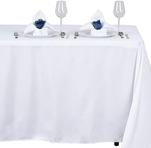 Efavormart 54x96 Beyaz Toptan Çarşafları Polyester Masa Örtüleri Dikdörtgen Ziyafet Keten Düğün Parti Restoran Masa Örtüsü