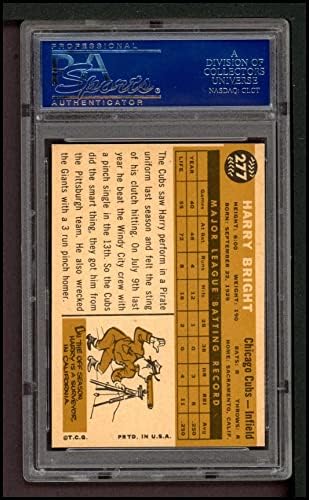 1960 Topps 277 Harry Parlak Chicago Cubs (Beyzbol Kartı) PSA PSA 8.50 Cubs