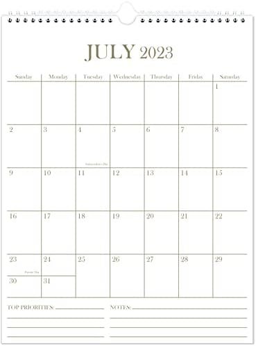 2023-2024 Duvar Takvimleri-Temmuz 2023'ten Aralık 2024'e kadar 18 Aylık Takvim, Kalın Kağıtlı 2023-2024 Takvimi, 8,5 x 11, Dikey Takvim,
