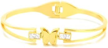 T3Store Bohemian Kelebek Bilezikler Zarif Manşet Bileklik Kadınlar İçin Altın Kemer Tokası Şekli Bilezik 2022 Vintage Jewelry-B772-58-60mm-28202
