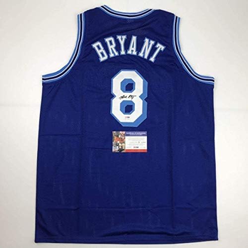 İmzalı / İmzalı Kobe Bryant 8 Los Angeles LA Mavi Retro Basketbol Forması PSA / DNA COA