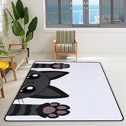 Emekleme Kapalı halı oyun matı Sevimli Siyah Kedi Oturma Odası Yatak Odası için Eğitim Kreş Zemin Mat Alan Kilim 72x48 inç
