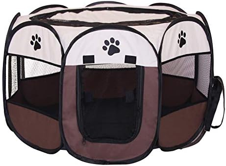 yıjkgfh Açık Katlanır Pet Yatak, Oxford Kumaş Köpek Kedi Tavşan Run Kafes Taşınabilir Egzersiz Kulübesi-e 91x91x58 cm (36x36x23 inç)