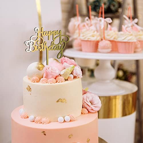 10 ADET Mutlu Doğum Günü Pastası Toppers-Altın Kek Topper Akrilik Kek Süslemeleri Çocuklar veya Yetişkinler için