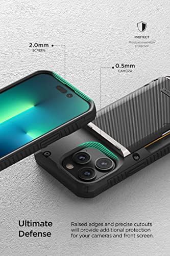 VRS tasarım Damda Glide Pro iPhone 14 Pro, Sağlam Yarı Otomatik Cüzdan [4 Kart] iPhone 14 Pro Kılıf için Uyumlu Kılıf (2022) (Oluk