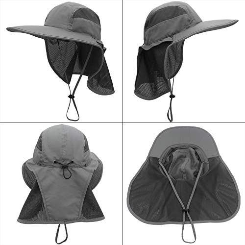 Surblue Geniş kenarlı güneş şapkası ile Ayarlanabilir Boyun Flap, UPF50 + Yürüyüş Avcılık Balıkçılık Şapka Erkekler ve Kadınlar için