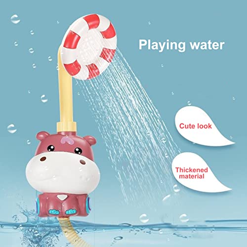 Çocuk oyuncağı Duş, Sevimli Elektrikli Macaron Daire bebek küveti Oyuncak Duş Karikatür Hippo Çocuklar için Ev(Kırmızı)