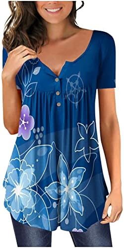 Artı Boyutu Kadınlar için Tops Gevşek Fit Tunik Bayan Yaz Üstleri Sevimli Vintage Kısa Kollu Gömlek Y2k Çiçek Tatil Bluzlar Üst
