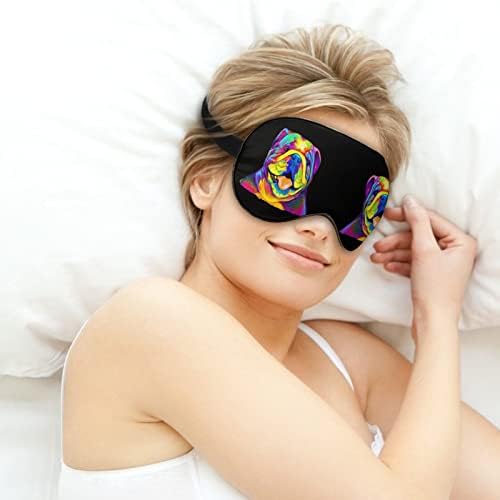 Renkli İngilizce Bulldog Göz Maskesi Uyku Karartma Gece Körü Körüne Ayarlanabilir Kayış ile Erkekler Kadınlar için Seyahat Yoga Şekerleme