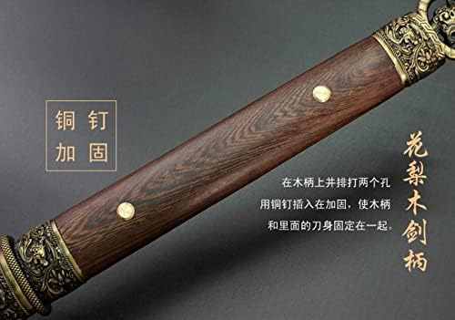 SHZBZB Kılıç Çin Tang Hanedanı Tarzı Savaş Kılıç Yüksek Manganez Çelik Bıçak Ahşap Saya
