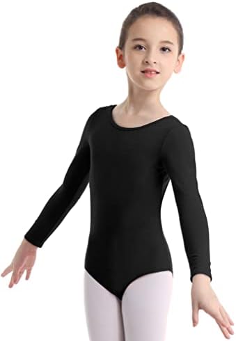 YEAHDOR Çocuk Kız Takım Temel Uzun Kollu Jimnastik Leotard Bale dans kostümü Atletik Bodysuit Giyim
