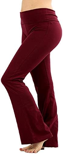 Zenana Kadınlar Üzerinde Kat Bel Pamuk Streç Flare Bacak Çizme Kesim Yoga Pantolon Tayt