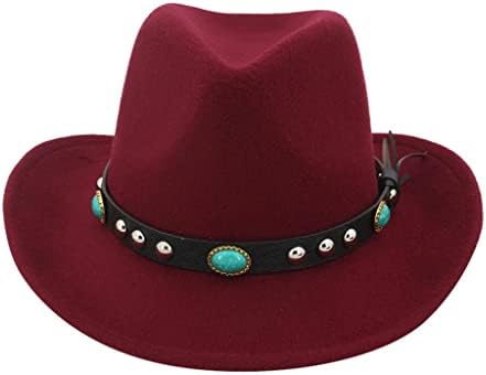Vintage Faux Keçe Batı kovboy şapkası Erkekler Kadınlar için Klasik Geniş Ağız Cowgirl Kapaklar geniş kemer Moda fötr şapkalar