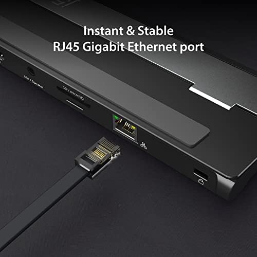 j5create USB-C Çift HDMI Yerleştirme İstasyonu( 10-in-1), 4K + 1080p Çift HDMI Ekran, 5Gbps USB-A x3, SD Kart Okuyucu, PD 100W, RJ45