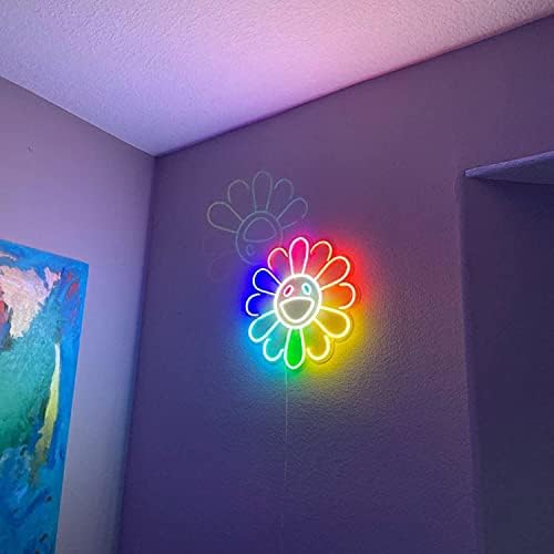 Neon İşaretleri Ayçiçeği Gülümseme Yüz Led İşaretleri yatak odası duvar dekoru, Kişiselleştirilmiş Light Up İşareti Ayarlanabilir Parlaklık