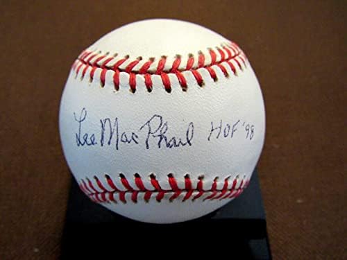 Lee Macphail Hof 98 Yankees Exec Mlb Başkanı İmzalı Otomatik Vtg Oal Beyzbol Jsa İmzalı Beyzbol Topları