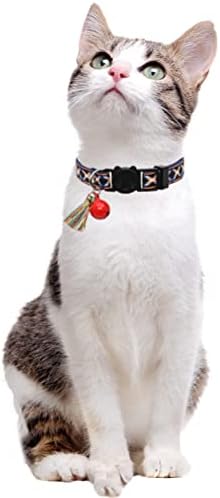 Kedi Yaka Ayrılıkçı Püskül ve Çan ile Tribal Desen Geometrik Aztek Baskı Kitty Ayarlanabilir Güvenlik