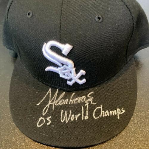 Jose Contreras 2005 Dünya Serisi Şampiyonları İmzalı Chicago White Sox Şapka Steiner COA İmzalı Şapkalar