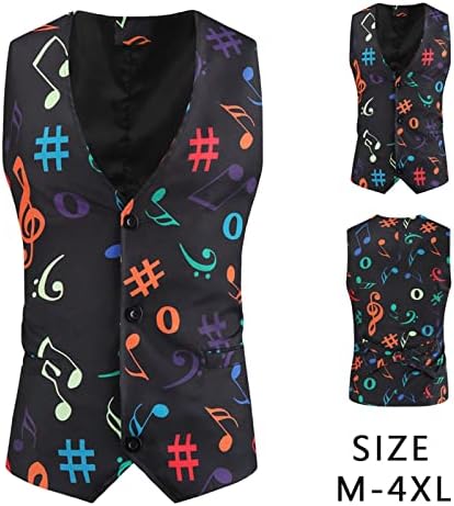 UBST Yelek Mens, Kolsuz Tek göğüslü Takım Elbise Renkli Sıçrama Mürekkep Grafik Baskı Resmi İş Rahat Yelek