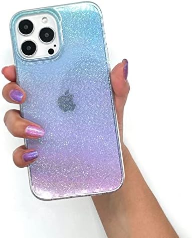 NYCPrimeTech Sparkly Yanardöner Kılıf iPhone 14 Pro için Tasarlanmış / Sevimli Moda Holografik Kılıf / Şeffaf Parlak Koruyucu TPU Kapak