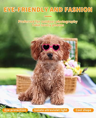 Esnek Köpek Gözlükleri Küçük Cins Köpek Güneş Gözlüğü, UV Koruması Ayarlanabilir Kayışlı Kalp Şeklinde Köpek Güneş Gözlüğü, Köpekler