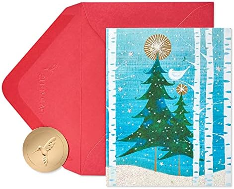 Zarflarla Kutulu Papirüs Noel Kartları, Huzur ve Mutluluk, Kar Kuşu (20 Adet)