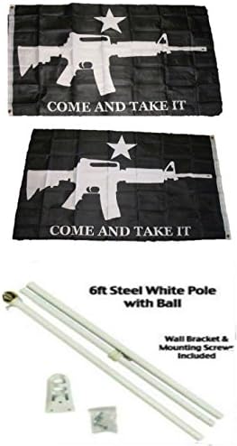 AES Siyah Gel ve Al 3'x5' Polyester 2 Kat Çift Taraflı Bayrak 6' Beyaz Bayrak Direği Kiti ile Top Topper