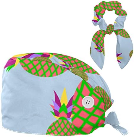 Düğmeli yoyoAmoy Tıbbi Çalışma Kapakları, Pamuklu Ter Bandı Kabarık Kravat Geri Şapka Hattı Çiçek