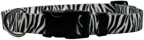 Sarı Köpek Tasarım Zebra Siyah Köpek Tasması-Boyut X-Küçük-3/8 inç Genişliğinde ve 8 ila 12 inç Boyun Boyutlarına uyar
