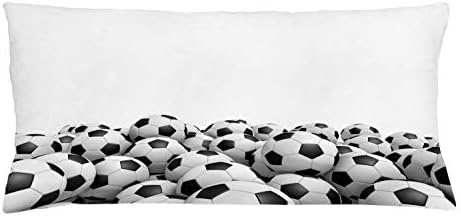 Lunarable Spor Atmak Yastık Minder Örtüsü, İllüstrasyon Futbol Topu Şampiyonası Turnuvası Zafer Tema Stadyum Takım Oyunu, Dekoratif