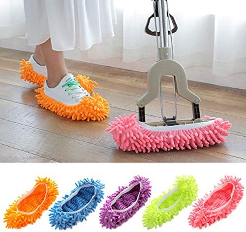 Sayelo 4 pcs Şönil Temizleme Ayakkabı Kapak Tembel Yaratıcı Kullanımlık temizlik paspası Aracı, 4 pcs Mavi