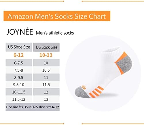 JOYNÉE Erkek Düşük Kesim Rahat Çorap 6 Paket Erkekler Konfor Yastıklama Ayak Bileği Atletik Çorap