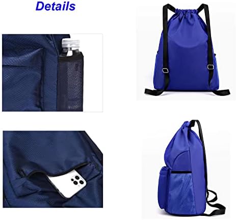 Newmoon Su Geçirmez İpli spor sırt çantası Erkekler ve Kadınlar için, Spor Salonu Çuval Mini Seyahat Sırt Çantası (Koyu mavi)