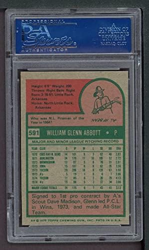 1975 Topps 591 Glenn Abbott Oakland Atletizm (Beyzbol Kartı) PSA PSA 7.00 Atletizm
