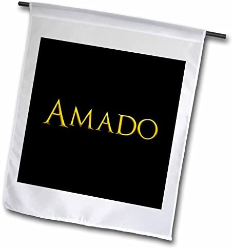 3dRose Amado Amerika'da Yaygın erkek Bebek Adı. Siyah Muska üzerinde Sarı - Bayraklar (fl-364286-1)