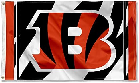 Cincinnati Bengals Beyaz Çizgili Bayrak Açık Kapalı 3x5 Ayak Afiş